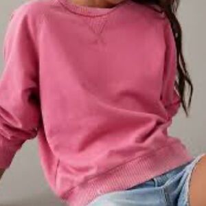 American Eagle This Feels Seriously Lived In Pink Raglan Sweatshirt Size Large